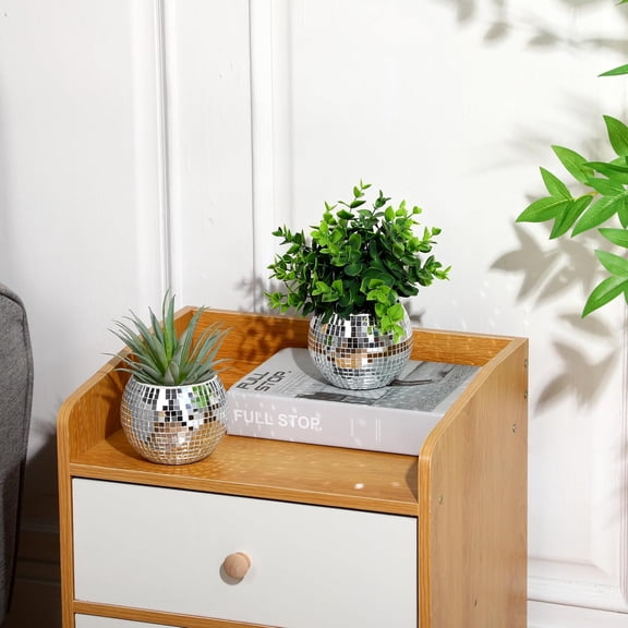 12 Pcs Silver Mirror Disco Ball Glass Vases Bulk - 3x4 Inch Round Flower Planters & Candle Holders for Wedding Home Office Decor