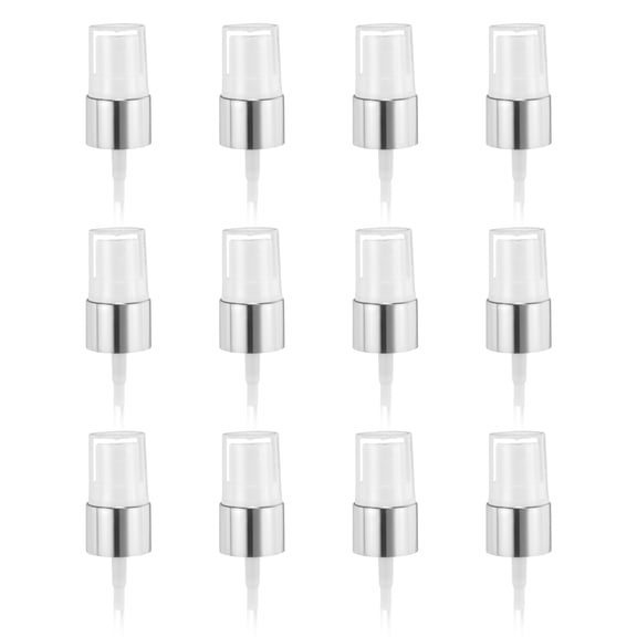 12 Pcs Silver White Spray Top, 18/410 Fine Mist Sprayer Reusable Replacement Spray Bottle Pump Plastic Top