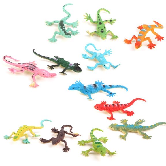 12 Pcs Simulation Plastic Gecko Lizard Figurines, Realistic Small Reptile Decor Kids Educational Toys