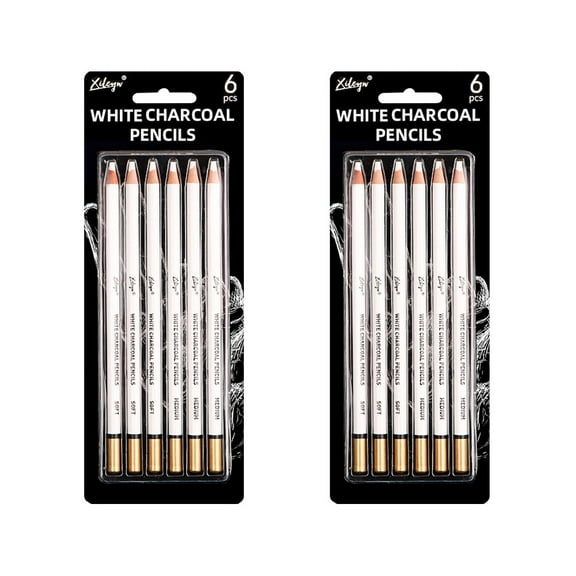 BusSunset 12 Pcs White Charcoal Pencils Sketch White Pencils Drawing Pencils Sketching Pencils