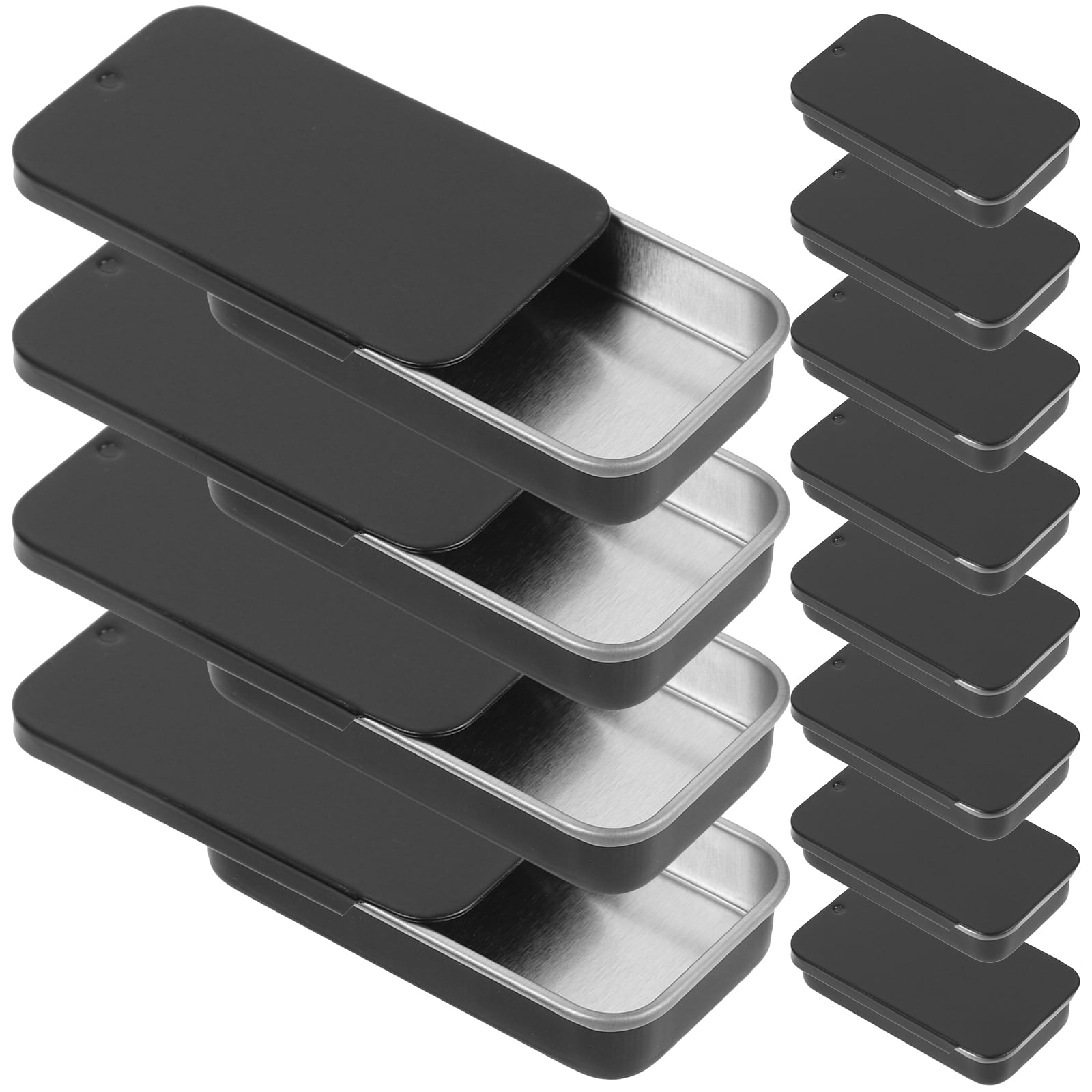 12 Pcs Slide Tin Box Lip Balm Metal Tins with Lids Mini Empty Iron