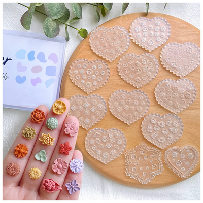 12 Pcs Small Flower Polymer Clay Molds Mini Flower and Leaf Mini Floral and Leaf