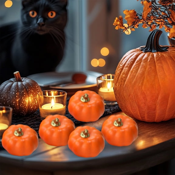 12 Pcs Small Harvest Orange Artificial Pumpkins Decorative Fall Pumpkins Dark Orange Faux Foam Pumpkins for Rustic Farmhouse Halloween Thanksgiving Party Table Centerpiece Autumn Home Décor