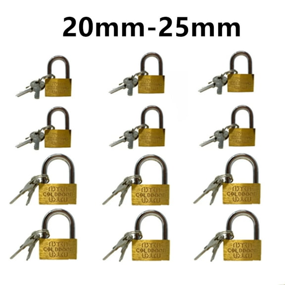 12 Pcs Small Metal Padlock 20mm-25mm Mini Brass Lock With Different Keys