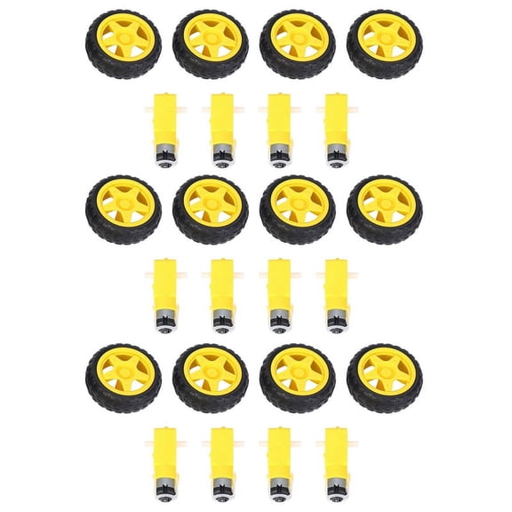 12 Pcs for Smart Car Robot Plastic Tire Wheel with DC 3-6V Gear Motor,12 x for Smart Car Robot Plastic Tire Wheel 12 x DC 3-6V Gear Motor,