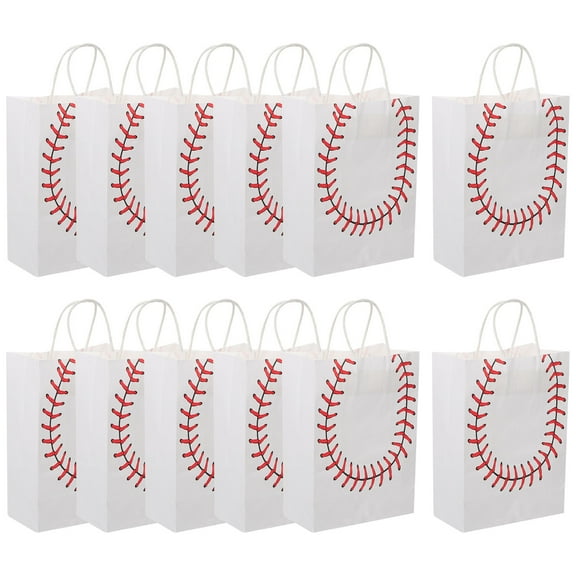 FOMIYES 12Pcs White Kraft Paper Party Bags for Football Events Lightweight and Tear Resistant