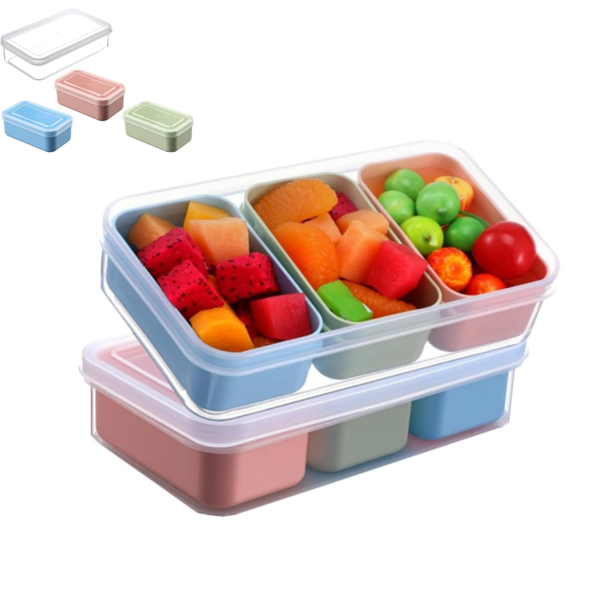 2 Pcs Snack Containers Yahome Reusable Bento Box with Compartments 20oz Lunch Container with Leak-proof Lids Mini Removable Divided Meal Prep Box for Work Travel in Compact Size