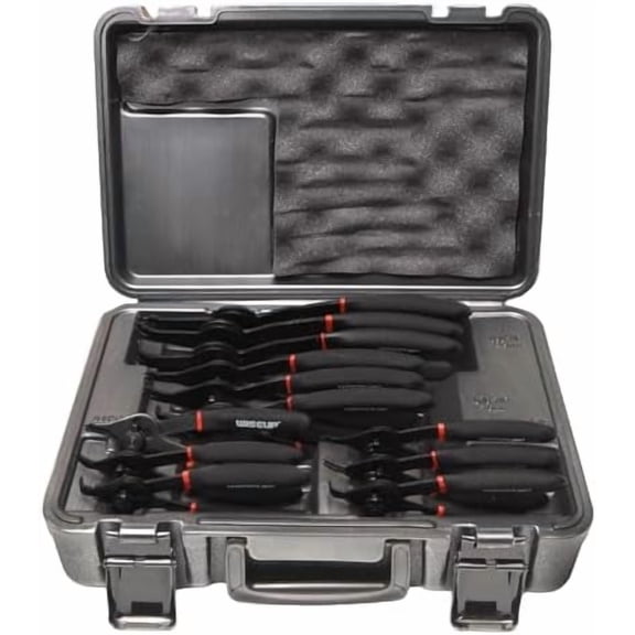 12 Pcs Snap Ring Pliers Set, Heavy Duty Internal/External Circlip Pliers Kit tool, Straight/Bent Jaw Tips with Storage Case for C-Clip Ring Remover$$