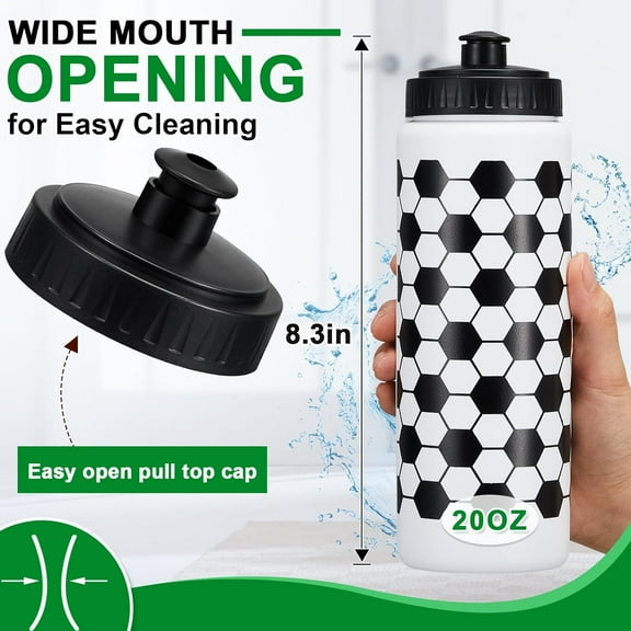 12 Pcs Soccer Water Bottles Bulk 20 oz Reusable Squeeze Water Bottles Sports Ball Cup Accessories for Sports Party Favors Team Gifts