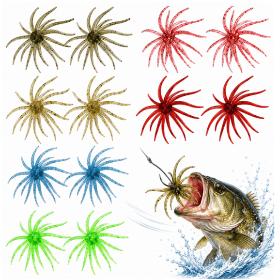 12 Pcs Soft Urchin Lures Fishing Saltwater Slow Floating Lures for Bass Trout Crappie