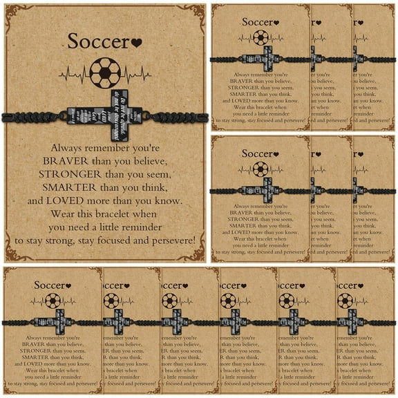 12 Pcs Softball Soccer Baseball Bracelet Set, Adjustable Cross Charm Team Gift for Ball Lovers