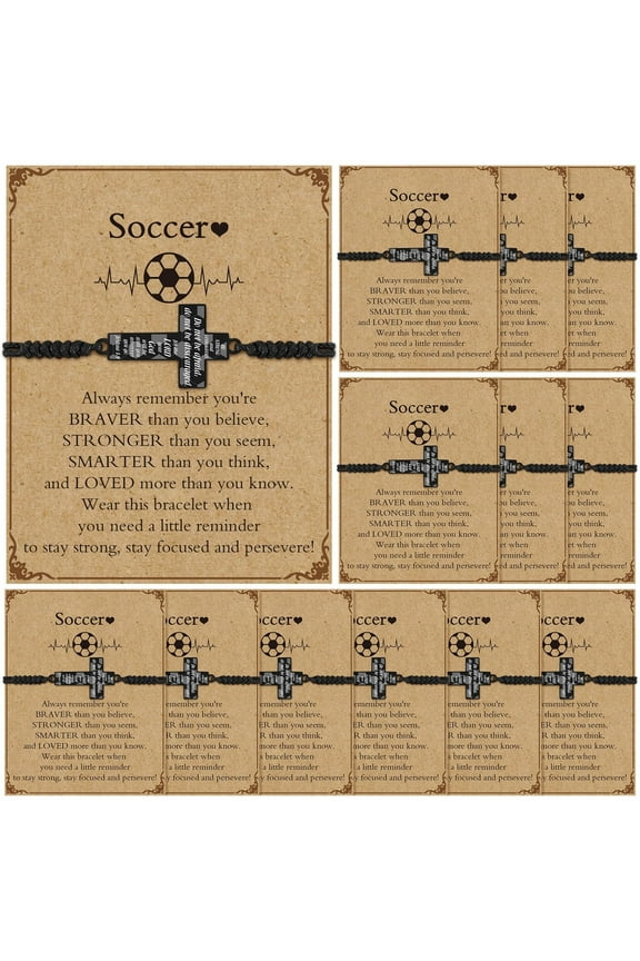 12 Pcs Softball Soccer Baseball Bracelet Set, Adjustable Cross Charm Team Gift for Ball Lovers