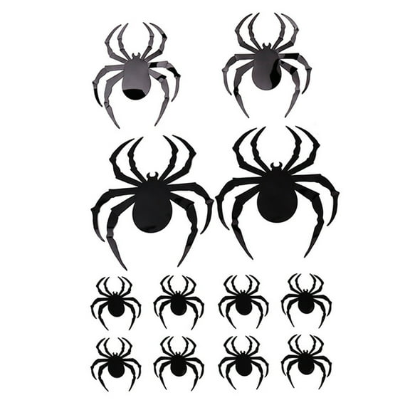 WEUVEB 12Pcs Lifelike 3D Black Spider Wall Stickers PVC Party Decorations