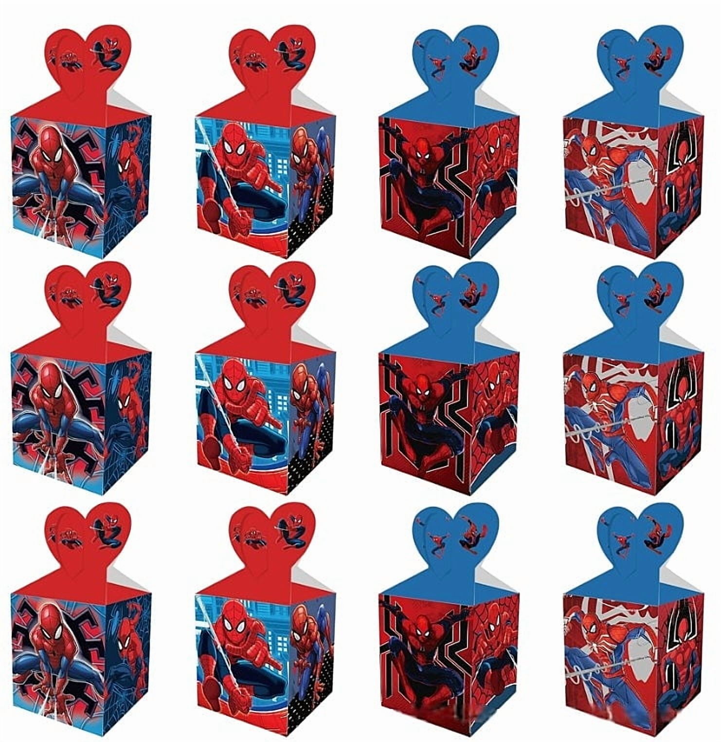 12 Pcs Spiderman Party Candy Boxes for Anime Theme Birthday Party Supplies Decor,Girls Kids Birthday Game Party Kraft Paper Gift Bag Decoration