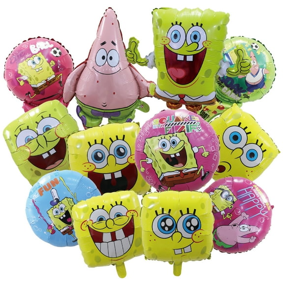 12 Pcs For Spongebob Themed Cartoon Birthday Foil Balloons,Birthday Party Decorations,Cartoon Balloon,Party Supplies Set for Birthday Party Decoration Set