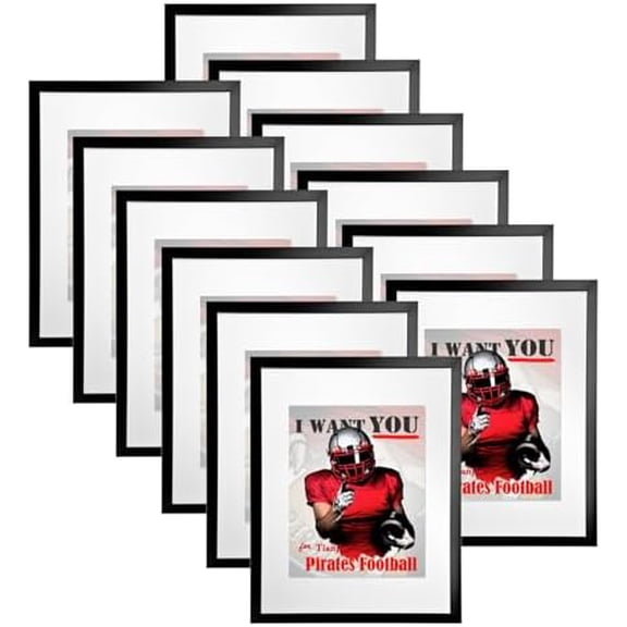 12 Pcs Sports Magazine Frame for Wall Hanging, Display Frame Fits Magazines 8.5 x 11.25 Inch with Installed Hangers and Plastic Core Matting (Black)$$Home Decor, Kitchen, & Other