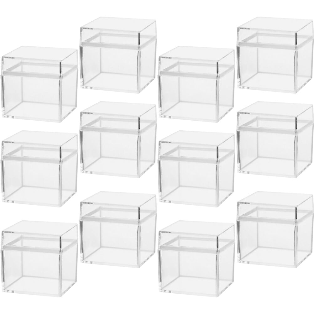 12 Pcs Square Organizer Candy Container Food Grade Glass Plastic