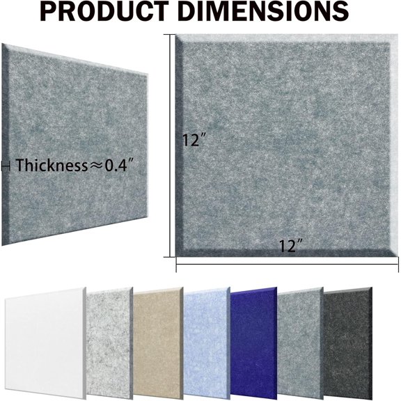 12 Pcs Square Sound Dampening Panels, 12x12 Inch Acoustic Foam with Adhesive Backing,