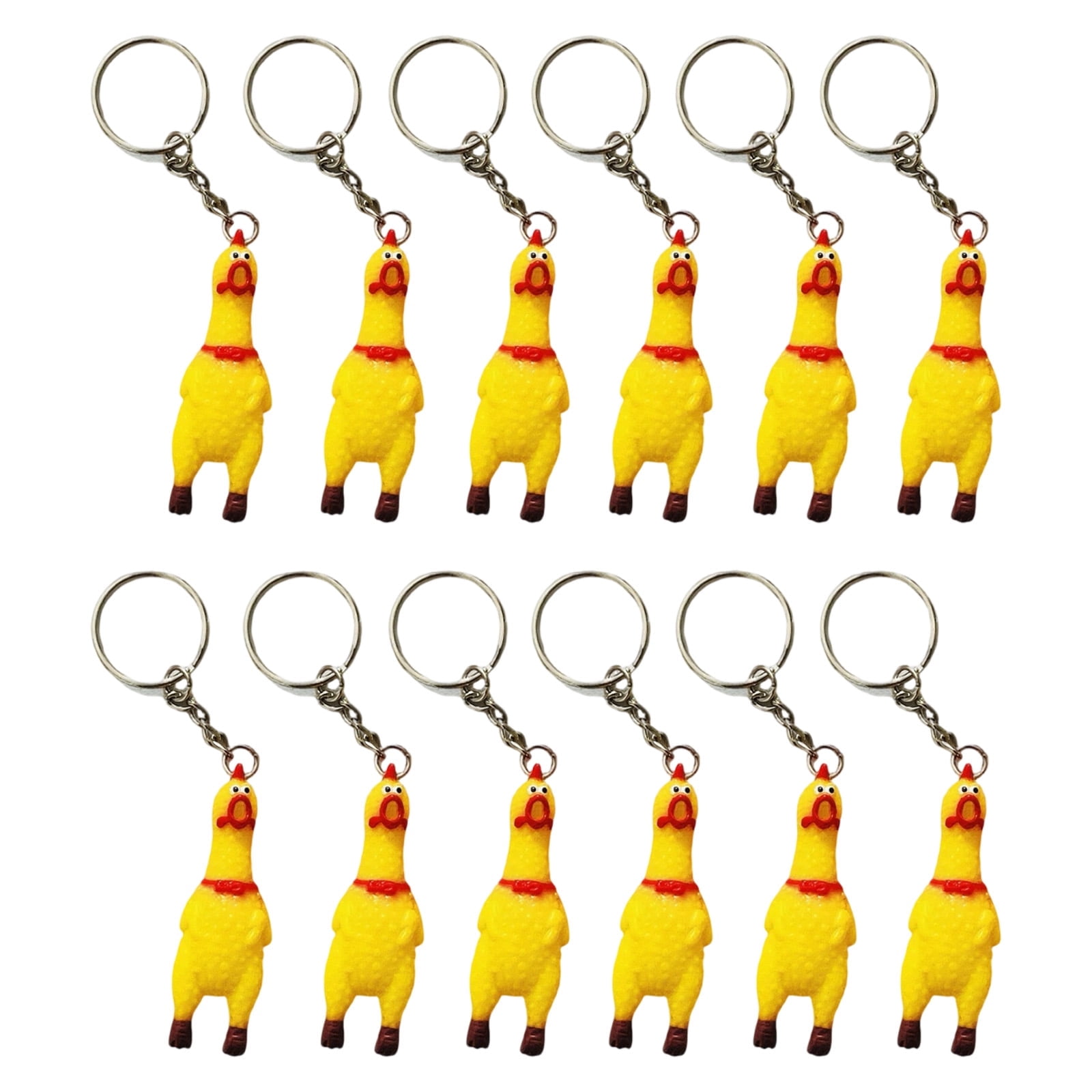 Chicken Key Rack 12 Pcs Squeaky Screaming Chicken Keychains, Mini Plastic Chicken ...
