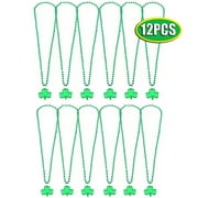 AUTRUCKER 12 Pcs St Patrick's Day Necklaces for Women Shamrock Necklace Saint Patrick's Day Accessories Adults Green Beads Clover Shamrock Accessories