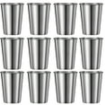 thumbnail image 1 of 12 Pcs Stainless Steel Cups, 16 fl oz/500 ml Reusable Pint Cups, Long-lasting Brushed Finish Metal Drinkware for Camping, Travel, Home, BPA Free, Stackable Design, 1 of 5