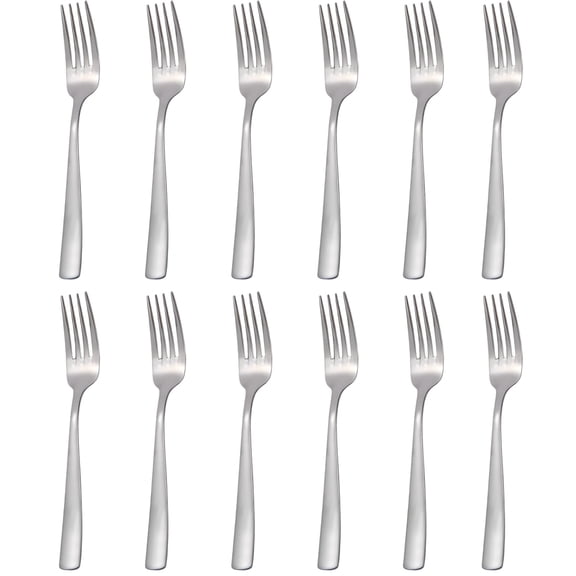12 Pcs Stainless Steel Dinner Forks Set, 8 in Mirror Finish Dinner Forks, Rust Resistant, Long-lasting Silverware Cutlery Set for Home, Restaurant