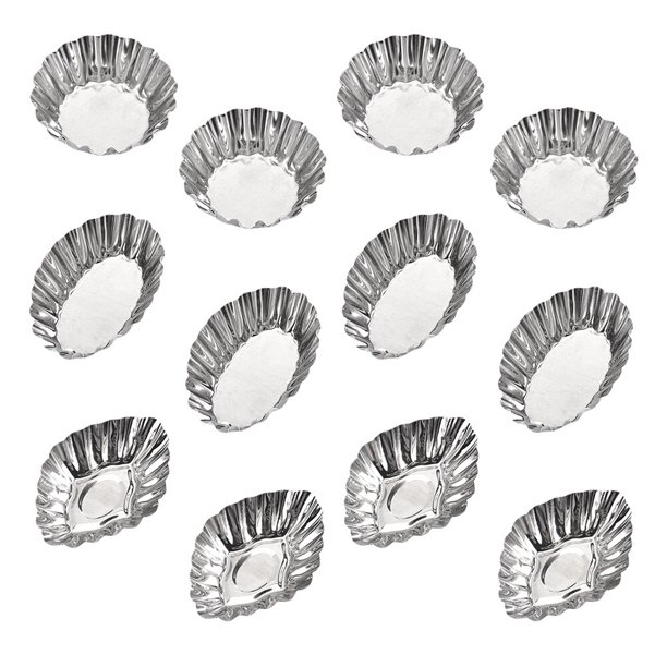 12 Pcs Stainless Steel Egg Tart Mold Pastry Pan Pie Tins for