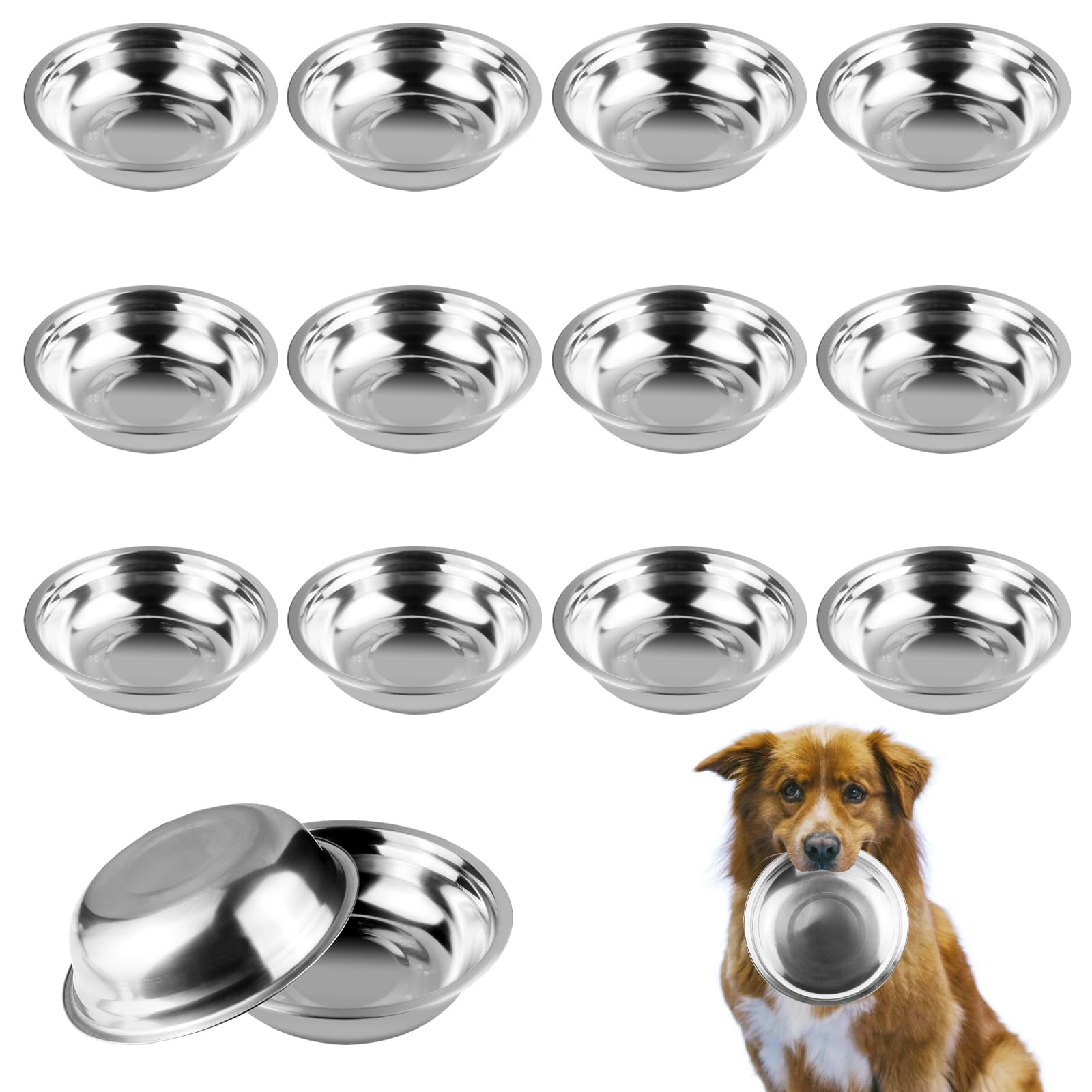 Kathson 3-Piece Stainless Steel Dog Bowls – Hammered Design, Thickened Metal Pet Bowls For Dogs & Cats, Dishwasher Safe