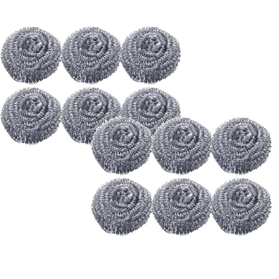 12 Pcs Stainless Steel Scrubbers Scouring Pads Rust Resistant Sponge Steel Wool Srubber for Pots, Pans, Grills, Ovens, Sinks and Tools Metal Scrubbers for Kitchen & Garage Cleaning, Silver