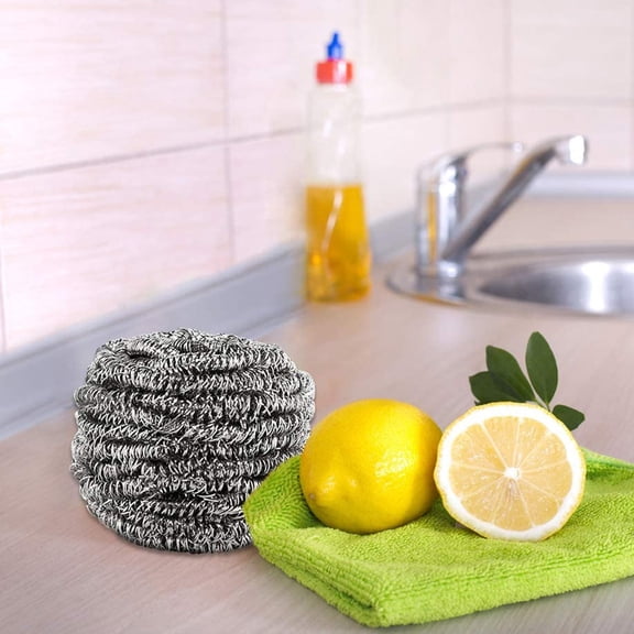 12 Pcs Steel Wire Cleaning Balls, Heavy Duty Scrubber Pads, Kitchen Dish Scrubbers, Steel Wool Cleaner for Pots and Pans