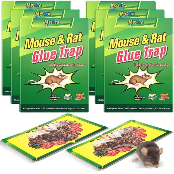 12 Pcs Sticky Mouse Traps, 8.3 x 11.8 Inch Extra Large Glue Boards, Non-Toxic, Ready-to-use Indoor Rodent for Mice Rats, Nut Print