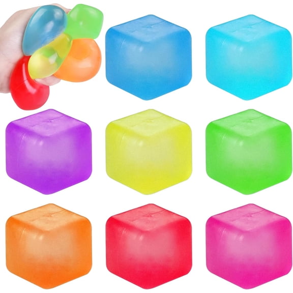 12 Pcs Stress Cube Toys 8 Colors Slow Rising Stress Balls for Classroom Prizes Goodie Bags Squeeze Stretch Fidget Balls for Party Favors Adults Stress Relief