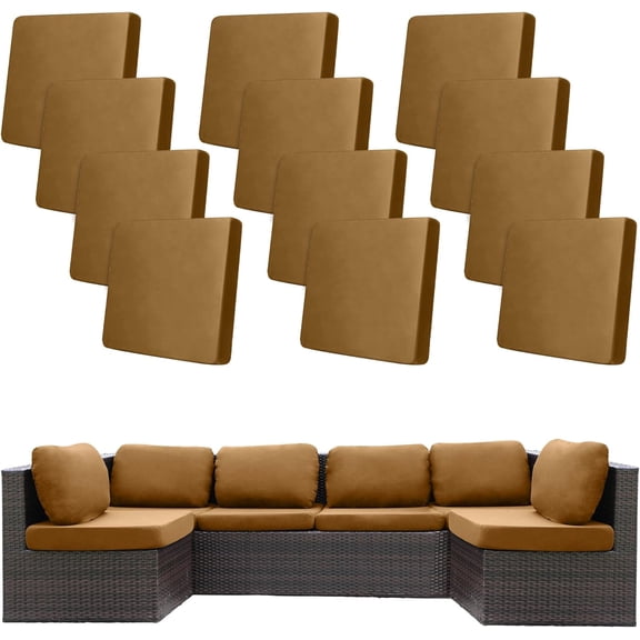 12 Pcs Stretch Outdoor Patio Cushion Covers Camel Size 20 to 27 Inches
