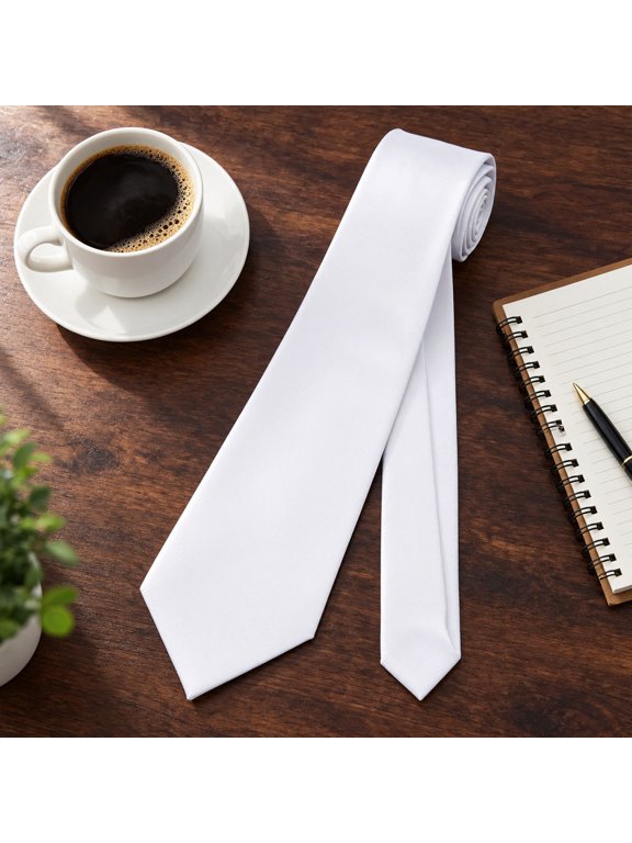 12 Pcs Sublimation Blank Ties, White Polyester Neckties for Weddings, Parties and Holidays
