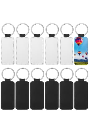 12 Pcs Sublimation Keychain Blanks, PU Leather DIY Heat Transfer Keychains for Custom Personalized Christmas Gifts