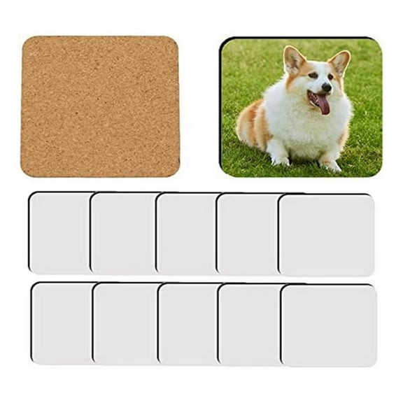12 Pcs Sublimation Square Coaster Blanks Bulk MDF Blanks Hardboard Cork Coasters Blank MDF Cork Coasters
