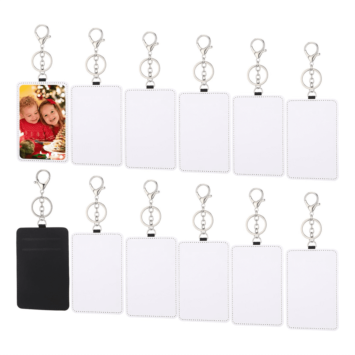 12 Pcs Sublimation Work Card Holder Portable Transportation Leather Badge Holders Printable