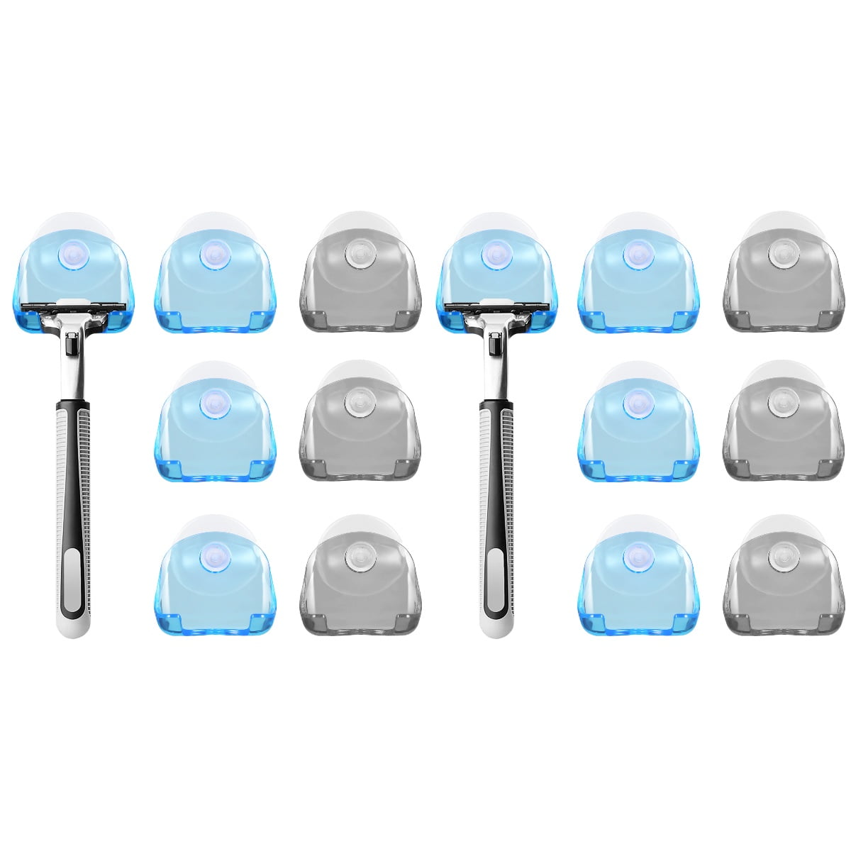 12 Pcs Suction Cup Razor Holder Hooks Shower Wall Mounted Clear Storage