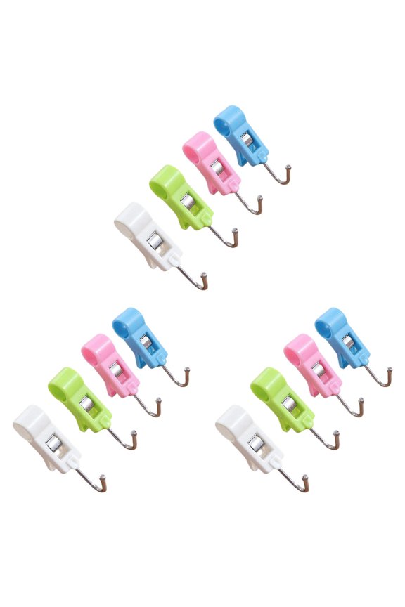 12 Pcs Super Strong Plastic Swivel Hanging Hooks,Curtain Clips,Clothes Pins,Beach Towel Clips,Home Swivel Laundry Clips for Hats,Pants,Towels,Socks,Pants (12pcs,Colorful)