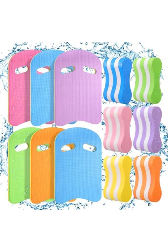 12 Pcs Swimming Kickboard Pull Buoy Set, EVA Foam Swim Training Kick Board Pull Buoy Leg Float Swimming Training Equipment Accessories for Kids Adults Beginner Pool Exercise Aid Equipment