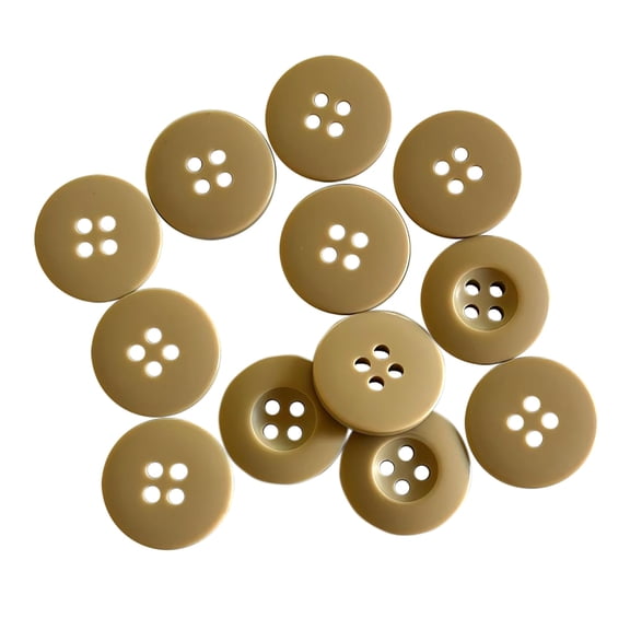 12 Pcs Tan Sewing Buttons 0.75 inch Army Military Buttons 30L 4 Hole Polished Matte Finish 19mm Plastic Ideal for Pants Jacket Military Uniforms Bags Accessories Crafts