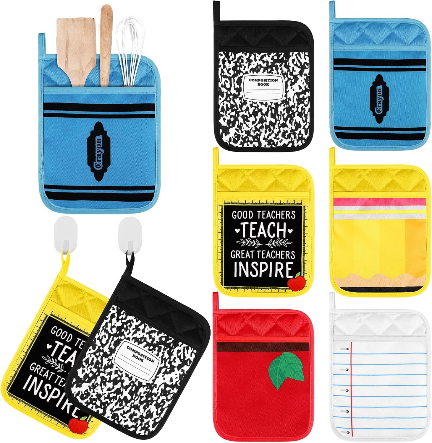 12 Pcs Teacher Appreciation Pot Holders with Pocket Washable Heat ...