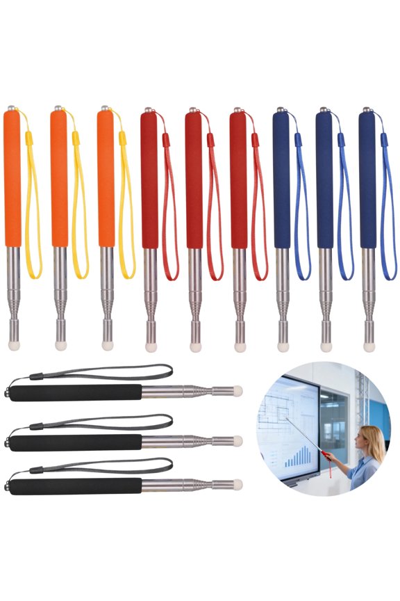 12 Pack Telescopic Teacher Pointer with Lanyards 39.4" Extendable Whiteboard Pointer, Soft Felt Tip, Anti-Slip Grip, Portable Classroom Pointer for Teaching & Presentations, Assorted Colors