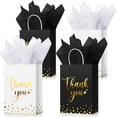 thumbnail image 1 of 12 Pcs Thank You Gift Bags with Tissue Paper Gold Polka Dots Thank You Bags with Handle Party Favor for Wedding Birthday Baby Shower Business Shopping(Black, White), 1 of 4