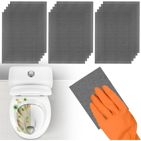 12 Pcs Toilet Cleaning Mesh Pads,Water-Resistant Mesh Sandpaper,Environmentally Friendly Cleaner Pads,Hard Water Remove Pads,Toilet Cleaning Screens for Use on Porcelain Toilets (Black)