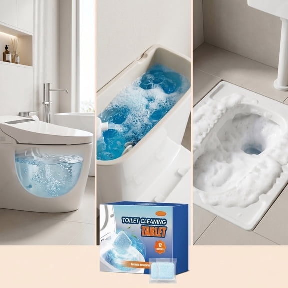 12 Pcs Toilet Cleaning Tablets,Descaling Formula,Sanitizing Deep Clean Tabs for Removing Limescale,Stains and Odors in Toilet Bowls