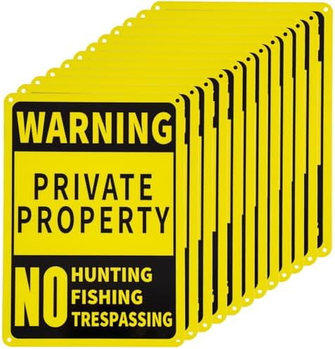 No Trespassing Posted Private Property Yellow Or Orange ALUMINUM Self Supporting Sign - View #3