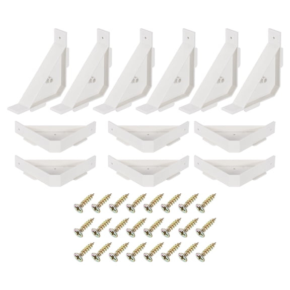 12 Pcs Triangle Bracket, Corner Support Braces with Screws, White