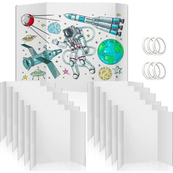 12 Pcs Trifold Poster Board 36" x 48" White Cardboard Corrugated Presentation Board Science Fair Display Boards Large Boards with 6 Rolls of Double Sided Adhesive Tapes for Business School Projects
