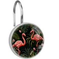 12 Pcs Tropical Flamingos Palm Leaves Stainless Steel Bathroom Shower